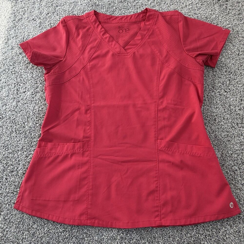 Barco One Women's Active Perforated Hot Pink Scrub Top - Size M